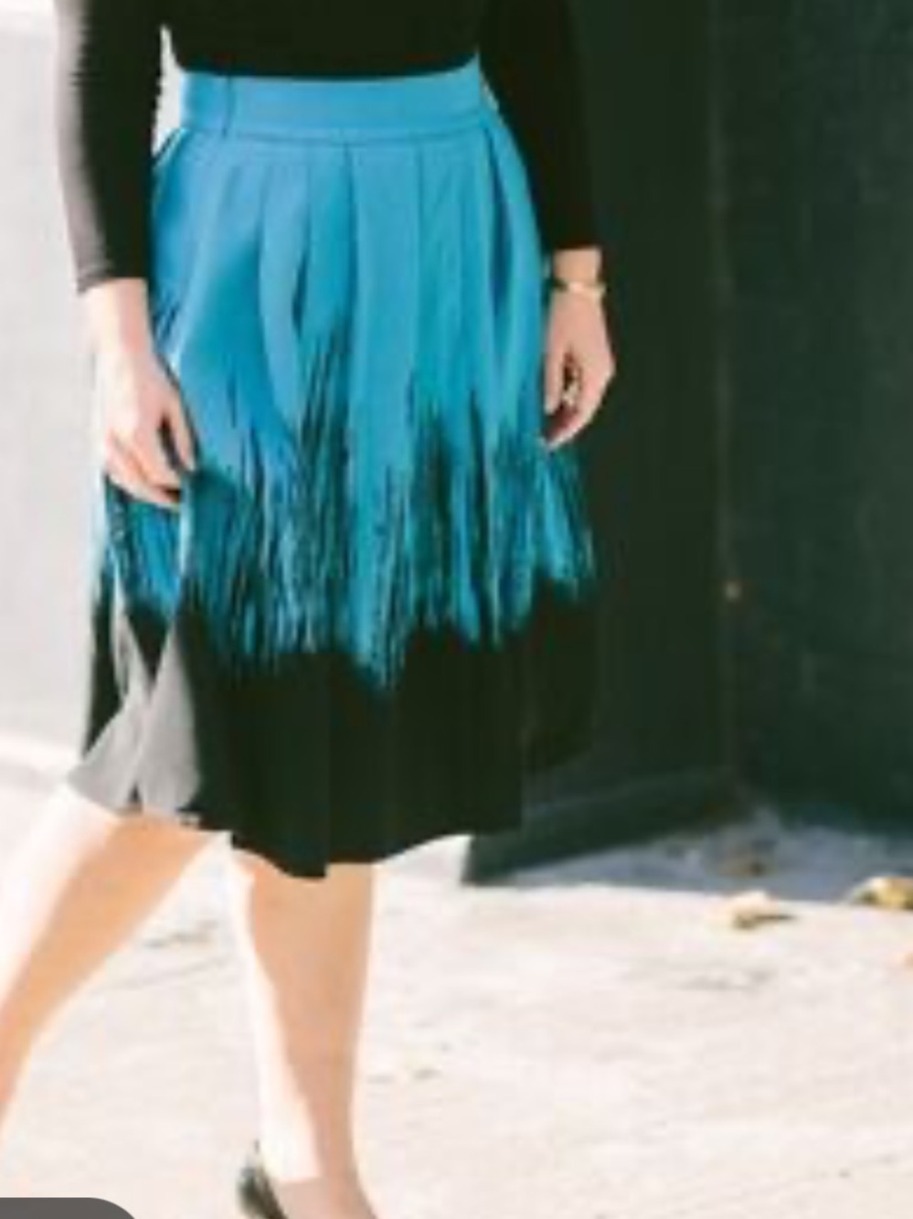 NEW Eva Mendes New York & Company Blue Black Midi Skirt Flare Casual Size 12